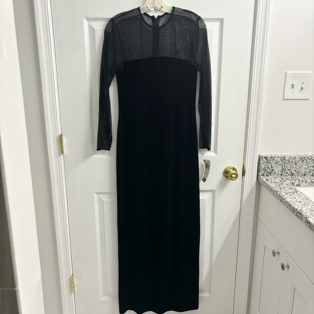 Black Velvet Maxi Dress Long Sleeve Evening Gown Whimsigoth Witchy J.R. Nites